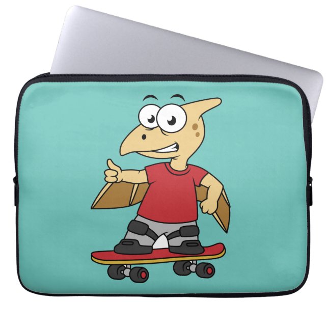 Illustration av en Pterosaur-skateboarding. Laptop Fodral (Framsidan)