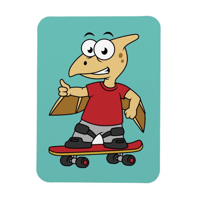 Illustration av en Pterosaur-skateboarding. Magnet (Vertikal)