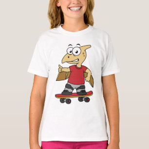 Illustration av en Pterosaur-skateboarding. T Shirt