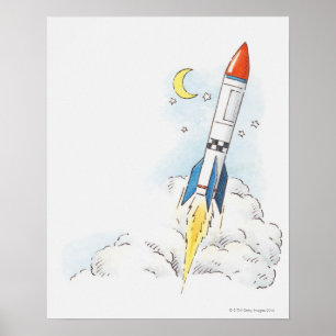 Illustration av en raketstart poster