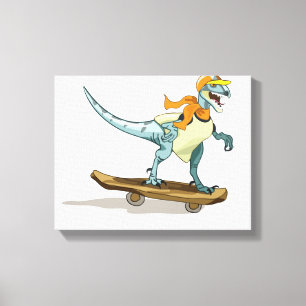 Illustration av en Raptor Skateboarding. Canvastryck