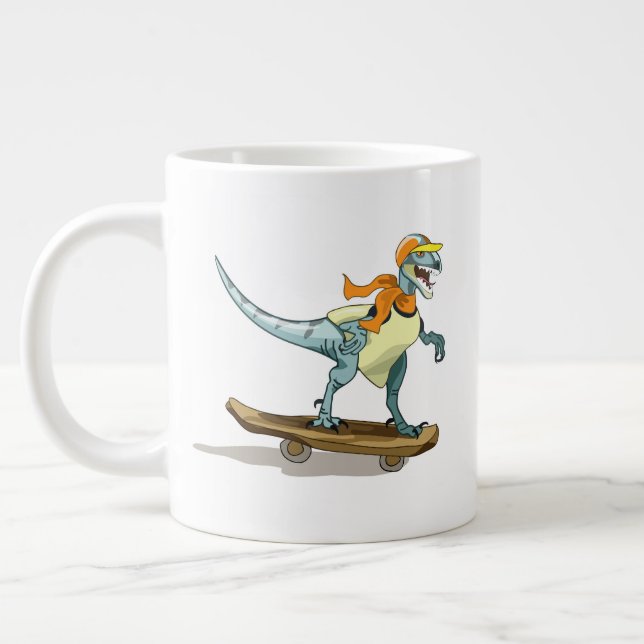 Illustration av en Raptor Skateboarding. Jumbo Mugg (Vänster)