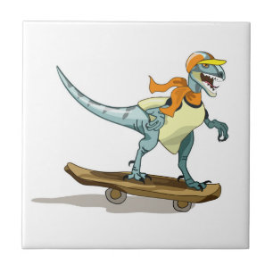 Illustration av en Raptor Skateboarding. Kakelplatta