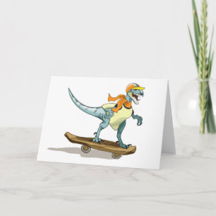 Illustration av en Raptor Skateboarding. Kort