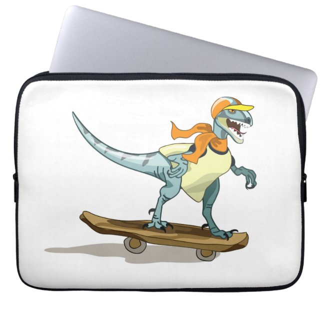 Illustration av en Raptor Skateboarding. Laptop Fodral (Framsidan)