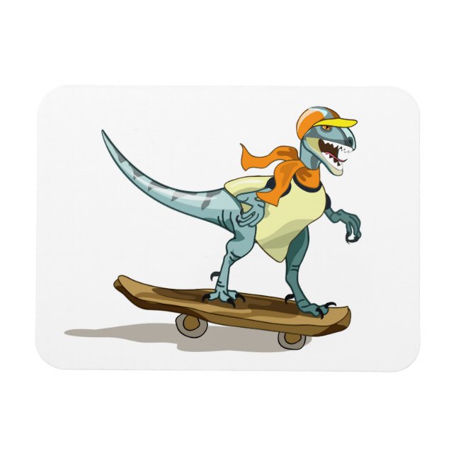 Illustration av en Raptor Skateboarding. Magnet (Horisontell)