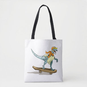 Illustration av en Raptor Skateboarding. Tygkasse