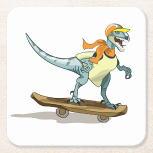Illustration av en Raptor Skateboarding. Underlägg Papper Kvadrat