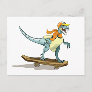 Illustration av en Raptor Skateboarding. Vykort