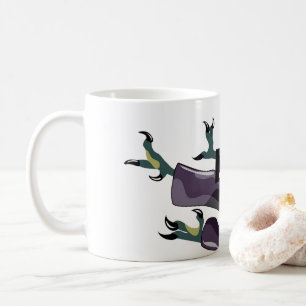 Illustration av en Raptor som utför Karate. Kaffemugg