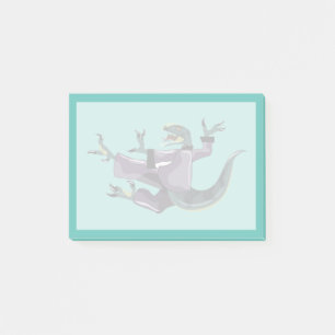Illustration av en Raptor som utför Karate. Post-it Block