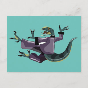 Illustration av en Raptor som utför Karate. Vykort