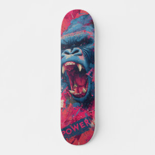 Illustration av en rytande gorilla i levande färg mini skateboard bräda 18,5 cm