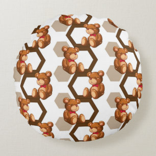 illustration av en samling av nallen på vit rund kudde