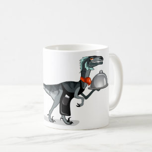 Illustration av en Servitör för snabbmat. Kaffemugg