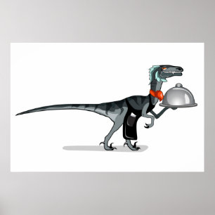 Illustration av en Servitör för snabbmat. Poster