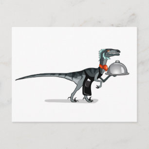 Illustration av en Servitör för snabbmat. Vykort