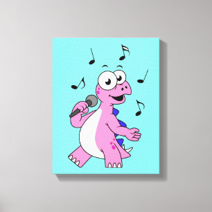 Illustration av en singing Stegosaurus. Canvastryck