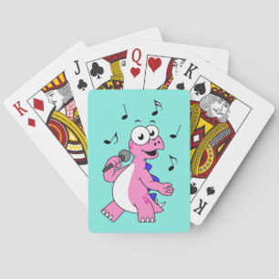 Illustration av en singing Stegosaurus. Casinokort