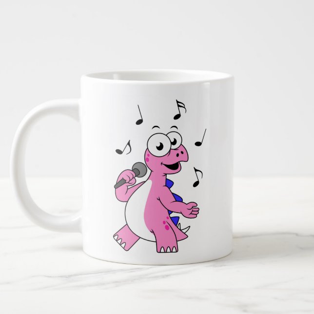 Illustration av en singing Stegosaurus. Jumbo Mugg (Vänster)