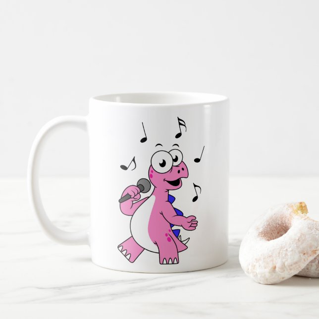 Illustration av en singing Stegosaurus. Kaffemugg (Med munk)