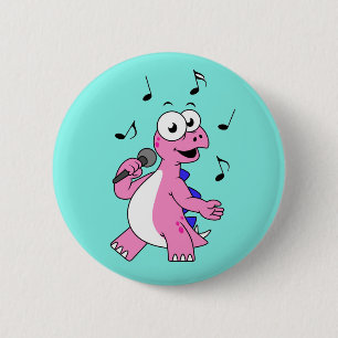 Illustration av en singing Stegosaurus. Knapp