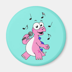 Illustration av en singing Stegosaurus. Magnet