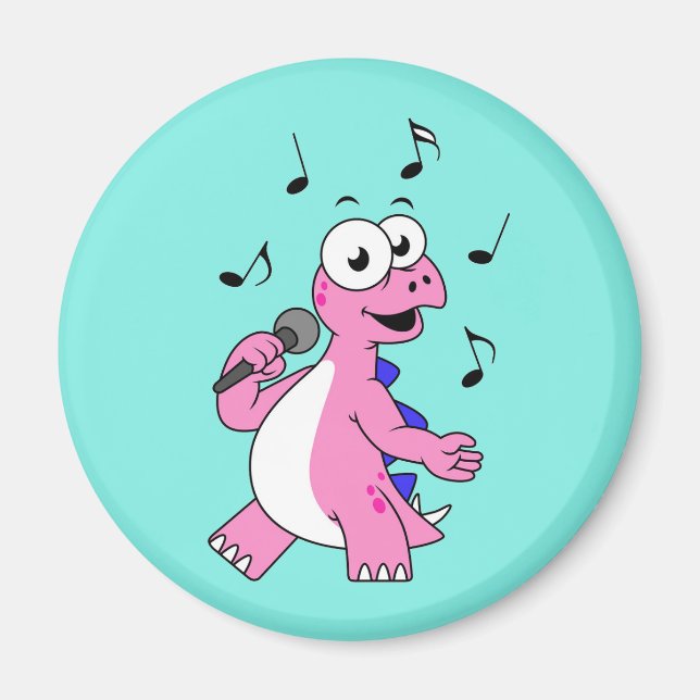 Illustration av en singing Stegosaurus. Magnet (Framsidan)