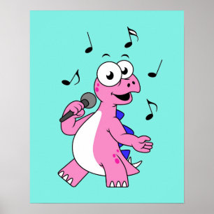 Illustration av en singing Stegosaurus. Poster