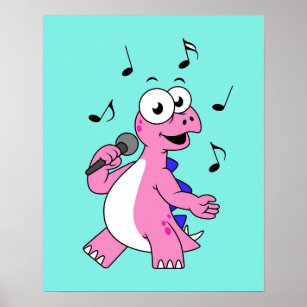 Illustration av en singing Stegosaurus. Poster