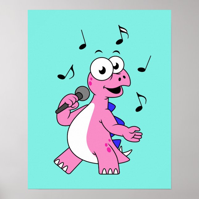 Illustration av en singing Stegosaurus. Poster (Framsidan)