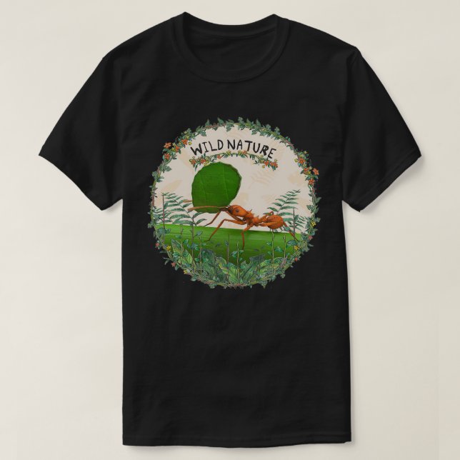 Illustration av en skärande Ant i löv T Shirt (Design framsida)