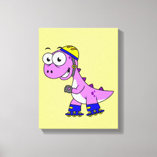 Illustration av en Skating Tyrannosaurus Rex. Canvastryck