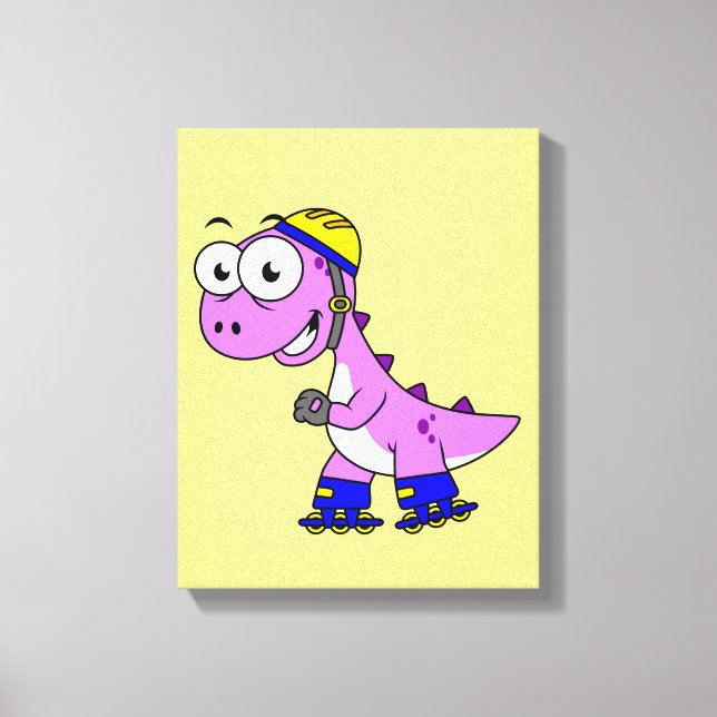 Illustration av en Skating Tyrannosaurus Rex. Canvastryck (Framsida)
