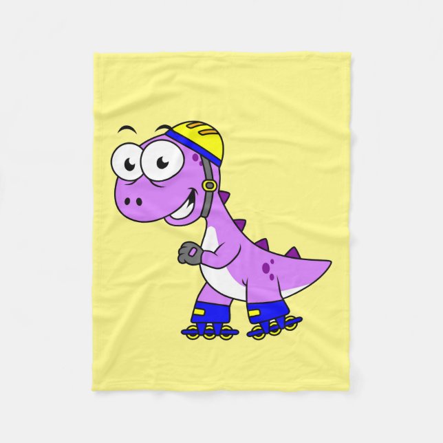 Illustration av en Skating Tyrannosaurus Rex. Fleecefilt (Framsidan)