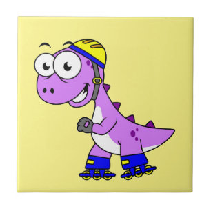 Illustration av en Skating Tyrannosaurus Rex. Kakelplatta
