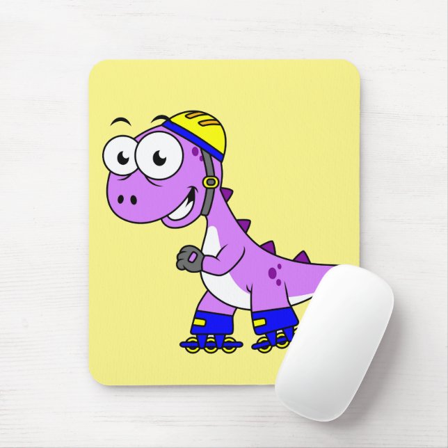 Illustration av en Skating Tyrannosaurus Rex. Musmatta (Med mus)