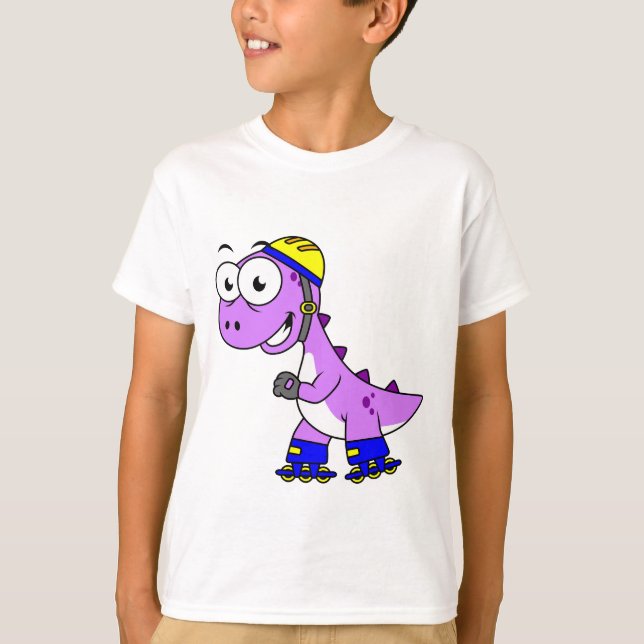 Illustration av en Skating Tyrannosaurus Rex. T Shirt (Framsida)