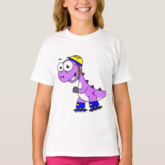 Illustration av en Skating Tyrannosaurus Rex. T Shirt (Framsida)