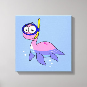 Illustration av en Snorkeling Loch Ness Monster. Canvastryck