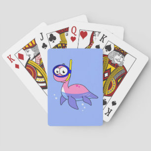 Illustration av en Snorkeling Loch Ness Monster. Casinokort