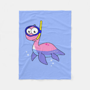 Illustration av en Snorkeling Loch Ness Monster. Fleecefilt