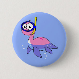 Illustration av en Snorkeling Loch Ness Monster. Knapp