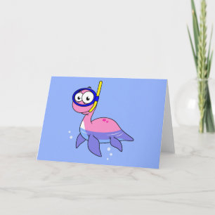 Illustration av en Snorkeling Loch Ness Monster. Kort