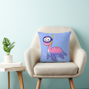 Illustration av en Snorkeling Loch Ness Monster. Kudde