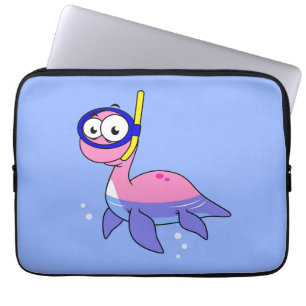 Illustration av en Snorkeling Loch Ness Monster. Laptop Fodral