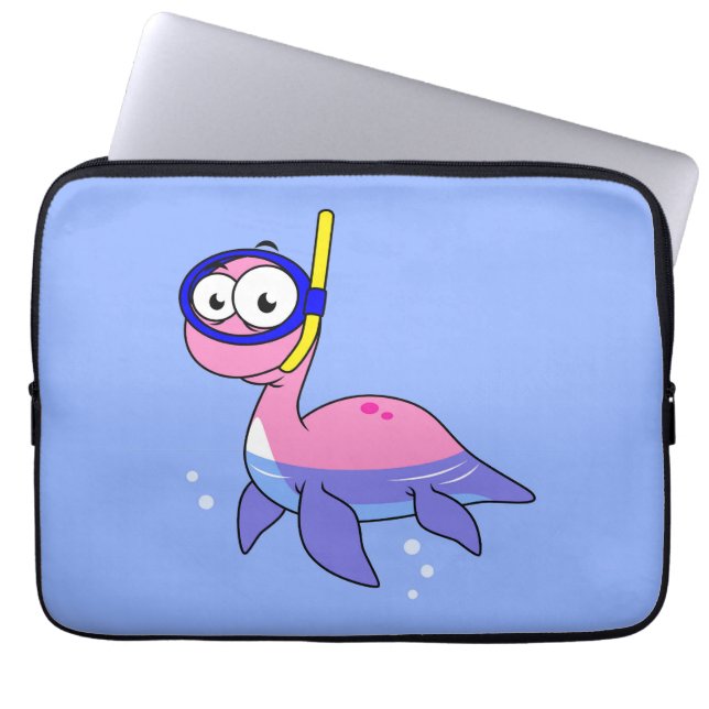 Illustration av en Snorkeling Loch Ness Monster. Laptop Fodral (Framsidan)