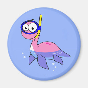 Illustration av en Snorkeling Loch Ness Monster. Magnet