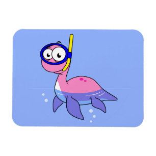 Illustration av en Snorkeling Loch Ness Monster. Magnet