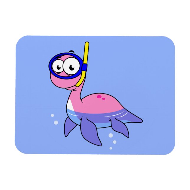 Illustration av en Snorkeling Loch Ness Monster. Magnet (Horisontell)